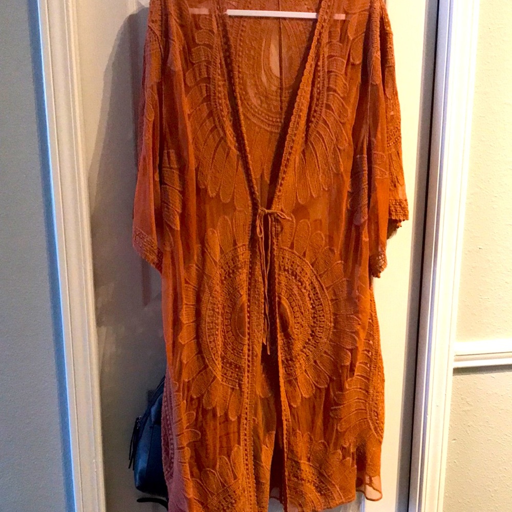Fall Colors Terracotta Inspired Boho Kimono Style Size L FINAL SALE ITEM